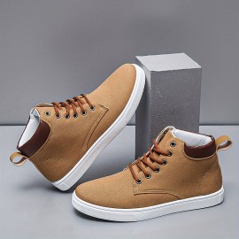 Canvas Skate Shoes With Good Traction, Men's Lace-up High Top Sneakers, Breathable , For Halloween