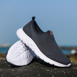 Men's Casual Breathable Lightweight Mesh Slip On Walking Shoes, Casual Outdoor Anti-skid Sneakers Driving Shoes