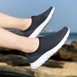 Men's Casual Breathable Lightweight Mesh Slip On Walking Shoes, Casual Outdoor Anti-skid Sneakers Driving Shoes