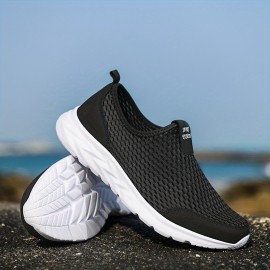 Men's Casual Breathable Lightweight Mesh Slip On Walking Shoes, Casual Outdoor Anti-skid Sneakers Driving Shoes