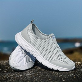 Men's Casual Breathable Lightweight Mesh Slip On Walking Shoes, Casual Outdoor Anti-skid Sneakers Driving Shoes