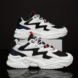 Men Color Block Lace-up Front Chunky Shoes