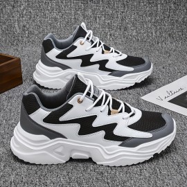 Men Color Block Lace-up Front Chunky Shoes