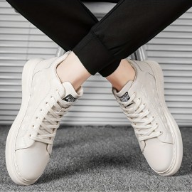 Men's Fashion Skate Shoes, Breathable Non-slip Lace-up Sneakers With Inner Height Increase For Outdoor, Spring And Autumn