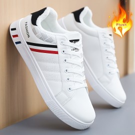 Men's Skate Shoes With Good Grip, Lace-up PU Leather Sneakers, Men's Footwear