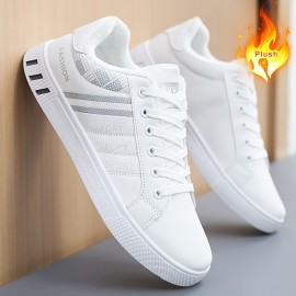 Men's Skate Shoes With Good Grip, Lace-up PU Leather Sneakers, Men's Footwear