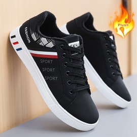 Men's Skate Shoes With Good Grip, Lace-up PU Leather Sneakers, Men's Footwear