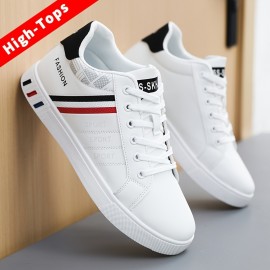 Men's Skate Shoes With Good Grip, Lace-up PU Leather Sneakers, Men's Footwear