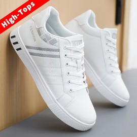 Men's Skate Shoes With Good Grip, Lace-up PU Leather Sneakers, Men's Footwear