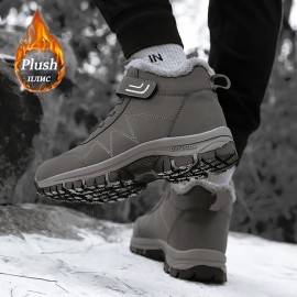 Men's Trendy Snow Botos With Warm Plush Lining, Comfy Non Slip Thermal Sneakers For Men's Winter & Autumn Outdoor Activities