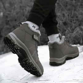 Men's Trendy Snow Botos With Warm Plush Lining, Comfy Non Slip Thermal Sneakers For Men's Winter & Autumn Outdoor Activities