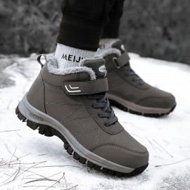 Men's Trendy Snow Botos With Warm Plush Lining, Comfy Non Slip Thermal Sneakers For Men's Winter & Autumn Outdoor Activities