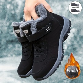 Men's Trendy Snow Botos With Warm Plush Lining, Comfy Non Slip Thermal Sneakers For Men's Winter & Autumn Outdoor Activities