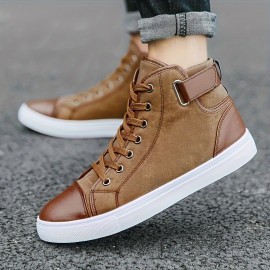 PLUS SIZE Men's Trendy High Top Skate Shoes, Comfy Non Slip Casual Lace Up Sneakers For Men's Outdoor Activities