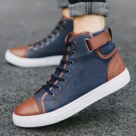 PLUS SIZE Men's Trendy High Top Skate Shoes, Comfy Non Slip Casual Lace Up Sneakers For Men's Outdoor Activities