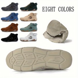 Men's Lace-up Sneakers - Casual Walking Shoes With Hook And Loop Fastener - Comfortable And Breathable