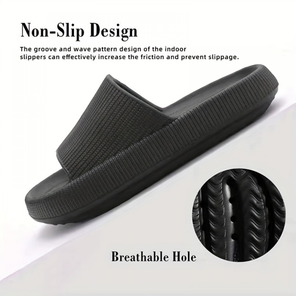 Casual Solid Color Slippers For Men, Non Slip Lightweight Open Toe Slippers For Indoor Shower Pool, All Seasons