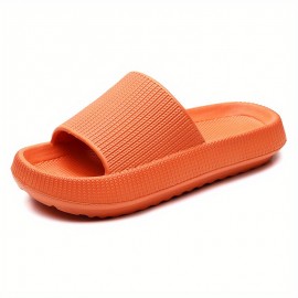 Casual Solid Color Slippers For Men, Non Slip Lightweight Open Toe Slippers For Indoor Shower Pool, All Seasons