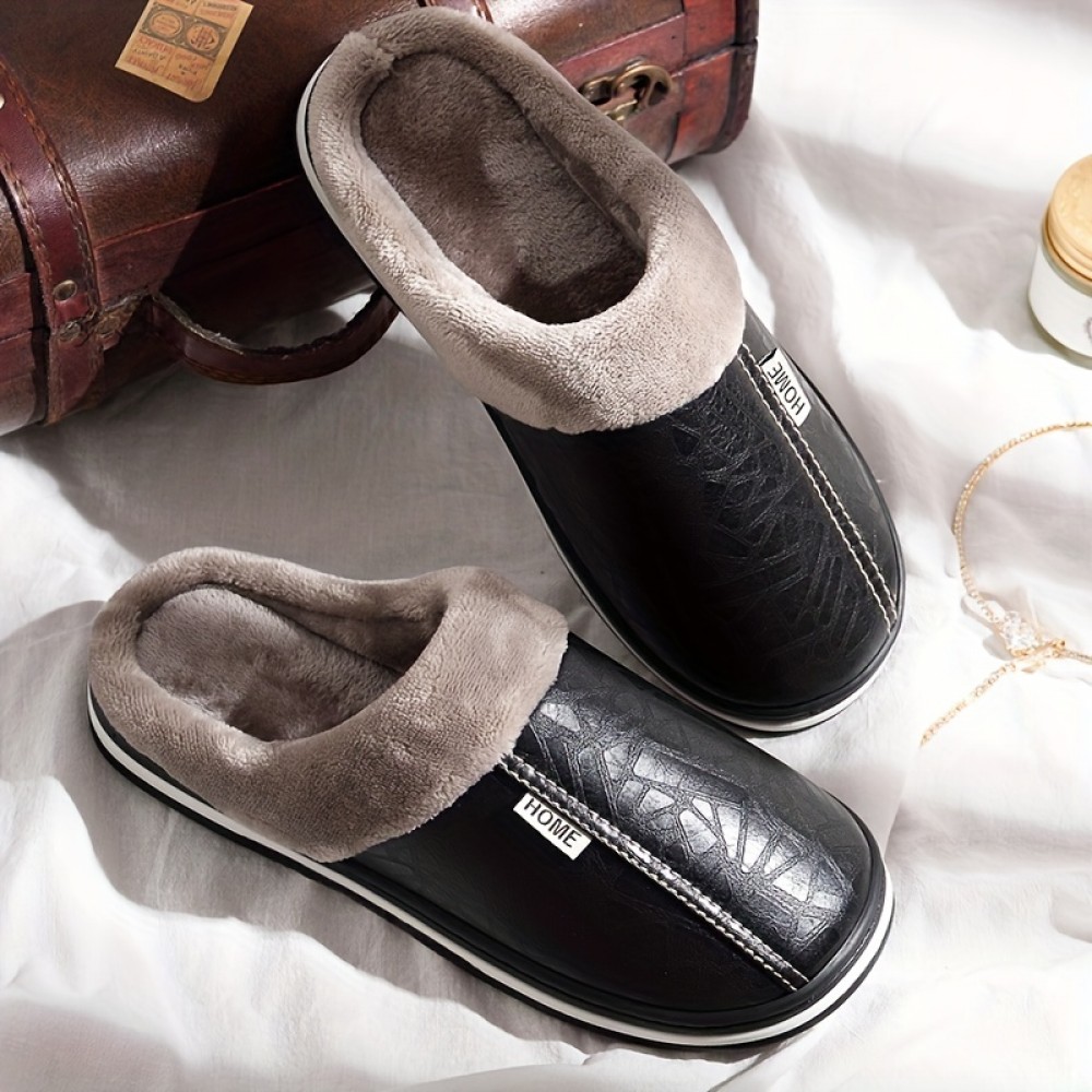 Men's Slippers Home Winter Indoor Warm Shoes Thick Bottom Plush Waterproof House Slippers Classic Men Cotton Shoes