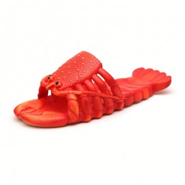 Men's Lobster Slide Sandals, Casual Non Slip Shoes, Open Toe Shoes For Outdoor Beach, Spring And Summer