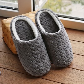 Home Slippers Soft Plush Cozy House Slippers Anti-skid Slip-on Shoes Indoor For Men Winter Shoes