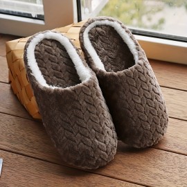 Home Slippers Soft Plush Cozy House Slippers Anti-skid Slip-on Shoes Indoor For Men Winter Shoes