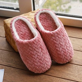 Home Slippers Soft Plush Cozy House Slippers Anti-skid Slip-on Shoes Indoor For Men Winter Shoes