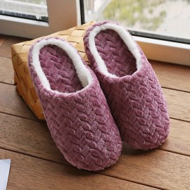 Home Slippers Soft Plush Cozy House Slippers Anti-skid Slip-on Shoes Indoor For Men Winter Shoes