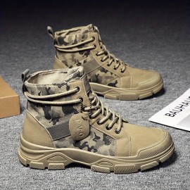 Men's Camouflage Sturdy Work Boots Lace-up Boots - Comfortable And Breathable Shoes