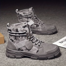 Men's Camouflage Sturdy Work Boots Lace-up Boots - Comfortable And Breathable Shoes