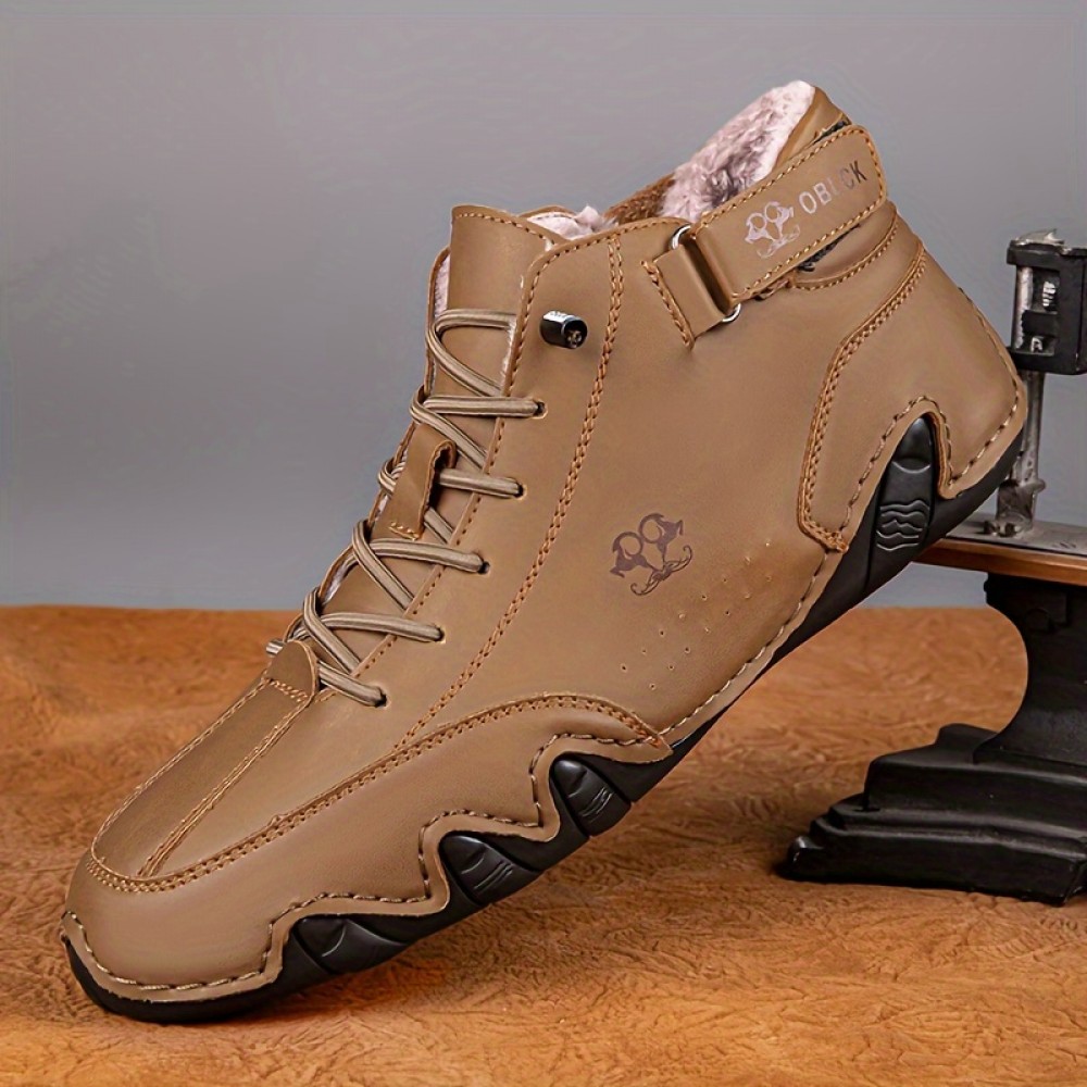 Men's Casual Ankle Boots, Breathable Slip-resistant Lace-up Walking Shoes For Outdoor, Spring Autumn And Winter