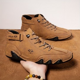 Men's Casual Ankle Boots, Breathable Slip-resistant Lace-up Walking Shoes For Outdoor, Spring Autumn And Winter