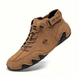 Men's Casual Ankle Boots, Breathable Slip-resistant Lace-up Walking Shoes For Outdoor, Spring Autumn And Winter