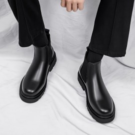 Men's Trendy Chelsea Boots, Waterproof Anti-skid Slip-on Ankle Boots With Thick Sole For Outdoor, Spring And Autumn