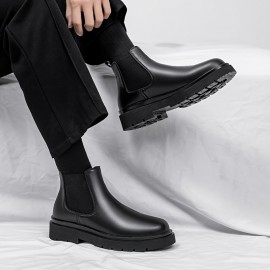 Men's Trendy Chelsea Boots, Waterproof Anti-skid Slip-on Ankle Boots With Thick Sole For Outdoor, Spring And Autumn