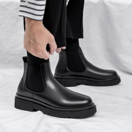 Men's Trendy Chelsea Boots, Waterproof Anti-skid Slip-on Ankle Boots With Thick Sole For Outdoor, Spring And Autumn