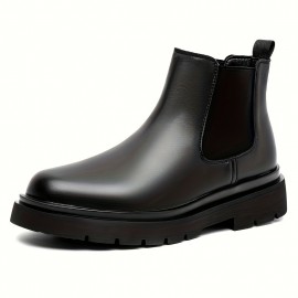 Men's Trendy Chelsea Boots, Waterproof Anti-skid Slip-on Ankle Boots With Thick Sole For Outdoor, Spring And Autumn