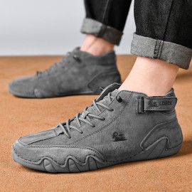 Men's Handmade Hook And Loop Fastener Casual Sneakers Non-Slip Breathable Boots