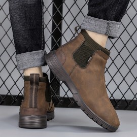 Men's Comfortable Chelsea Boots, Casual Walking Shoes, Slip-on Faux Suede Boots, Vintage Retro Style