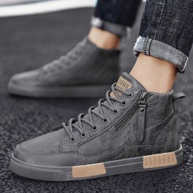 Men's Trendy Skate Shoes, Comfy Non Slip Lace Up Street Style Casual Sneakers For Men's Outdoor Activities