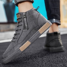 Men's Trendy Skate Shoes, Comfy Non Slip Lace Up Street Style Casual Sneakers For Men's Outdoor Activities