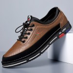 Men's No Tie PU Leather Sneakers - Casual Walking Shoes - Comfortable And Easily Wiped Clean