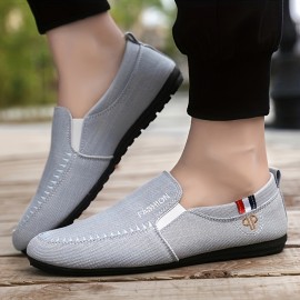 Men's Casual Canvas Loafers, Breathable Lightweight Anti-skid Slip On Shoes For Outdoor Walking Driving, Spring And Summer