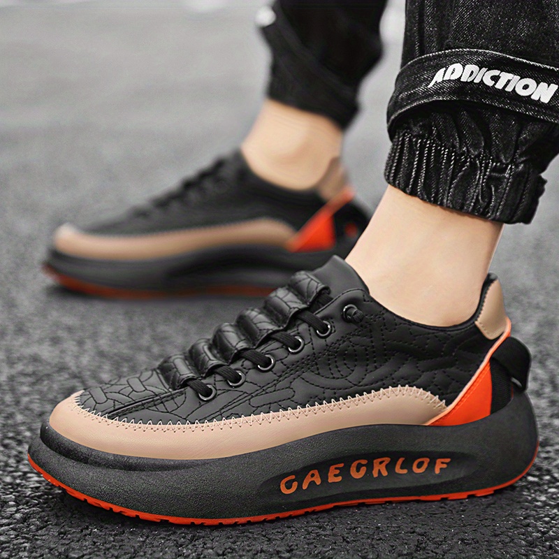 mens casual stitched lace up chunky sneakers with assorted colors casual outdoor walking shoes details 6