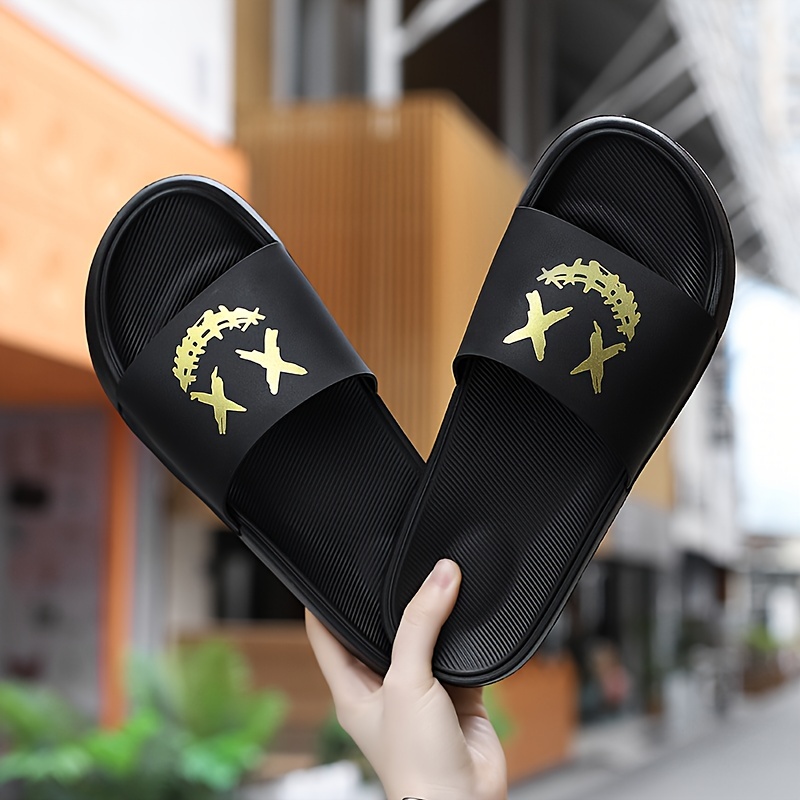 mens non slip slides lightweight open toe quick dry slippers for indoor outdoor bathroom beach summer details 10