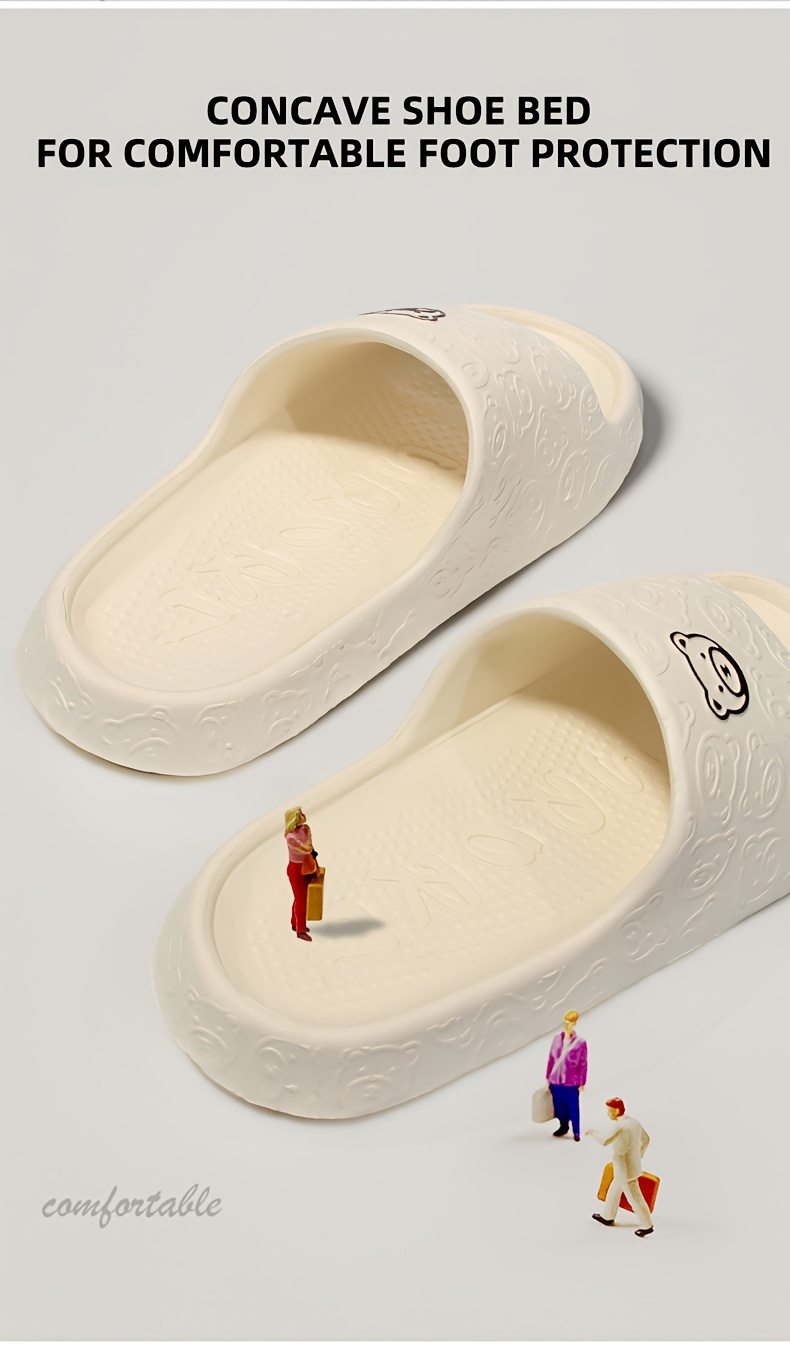 mens cute cartoon beart pattern print eva slides casual non slip slippers open toe shoes for indoor outdoor beach shower details 4