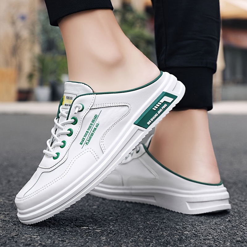 trendy breathable no tie slip on half sneakers, mens trendy breathable no tie slip on half sneakers summer casual outdoor walking shoes with assorted colors details 2