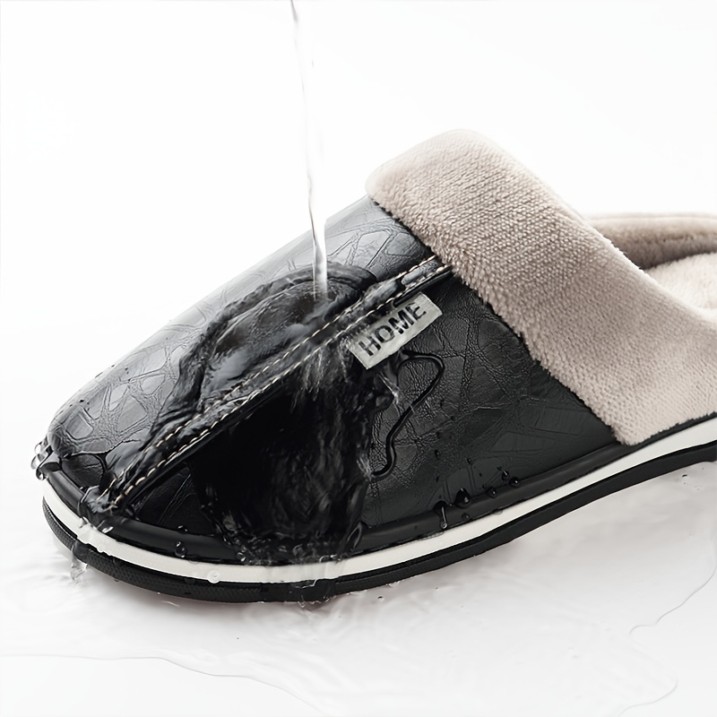 mens slippers home winter indoor warm shoes thick bottom plush waterproof house slippers classic men cotton shoes details 3