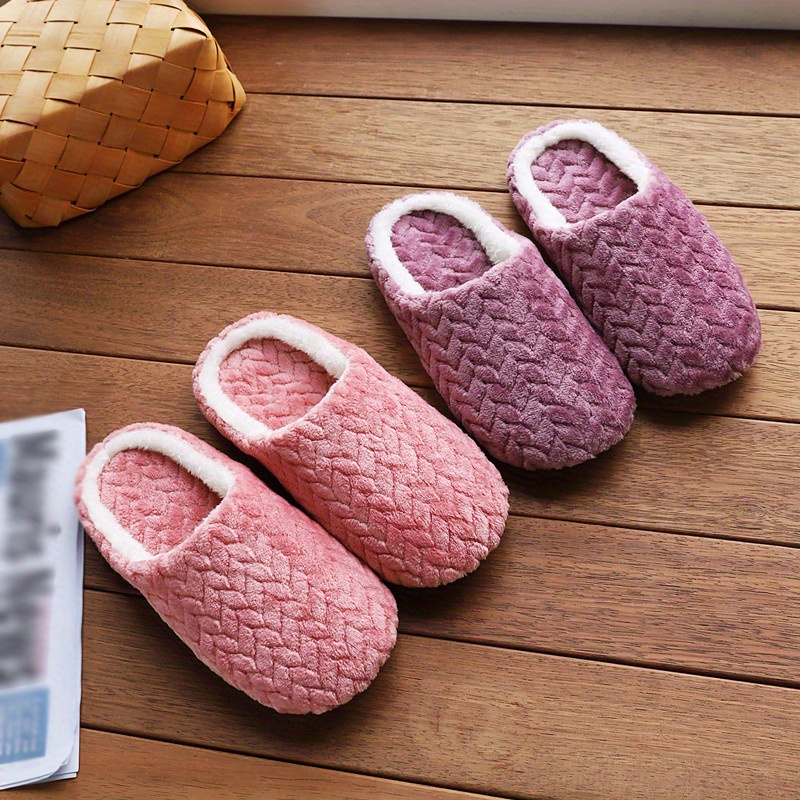 home slippers soft plush cozy house slippers anti skid slip on shoes indoor for men winter shoes details 4