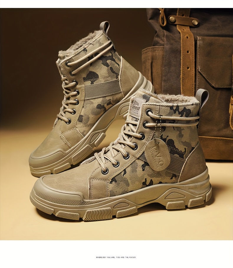 mens camouflage sturdy work boots lace up boots comfortable and breathable shoes details 11